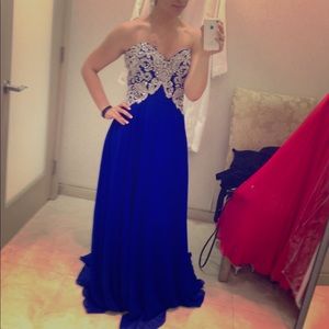 Jasz Couture Royal Blue Open Back dress